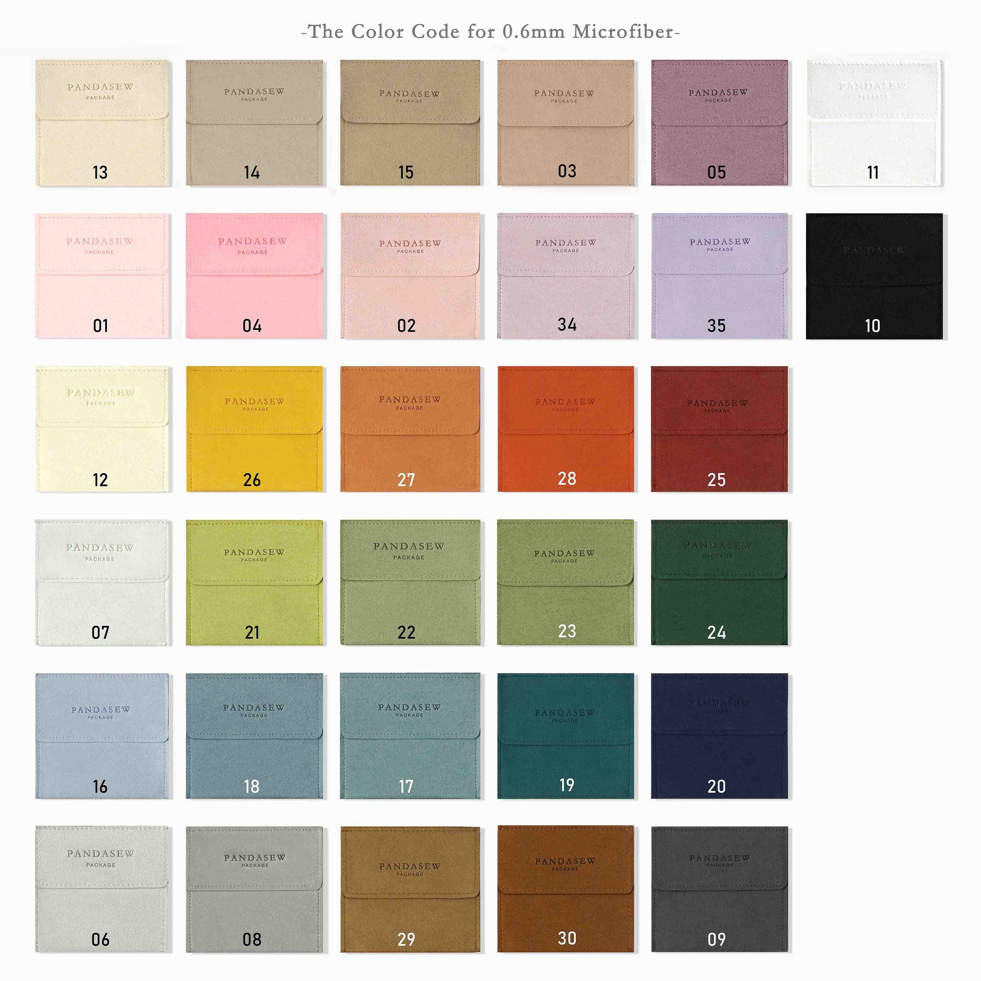 microfiber jewelry bag color code