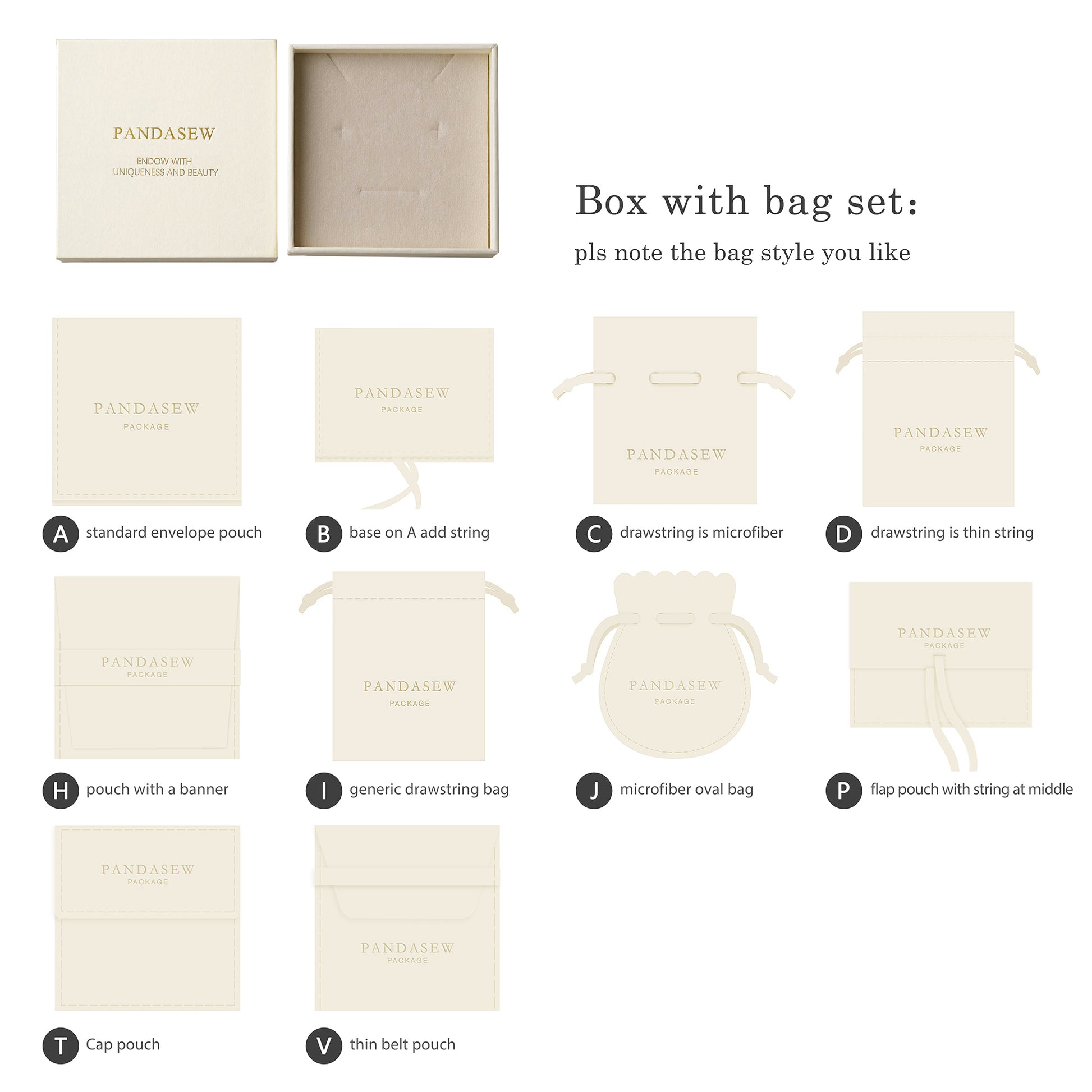 Pandasew jewelry box with pouch set custom logo