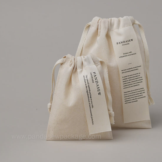 Pandasew beige cotton bag with logo printing on label