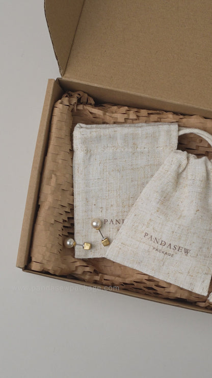 100pcs Bamboo Linen Drawstring Jewelry Package Custom Logo produce any size bag LN-114