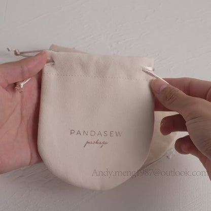 100pcs Velvet Half Round Jewelry Drawstring Bags Pandasew Custom Logo jewelry bag VEL-103
