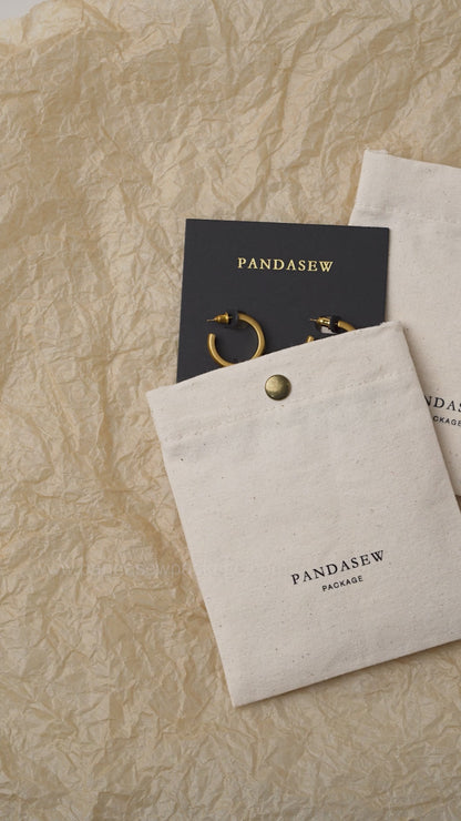 Pandasew cotton pouch button bag with printing