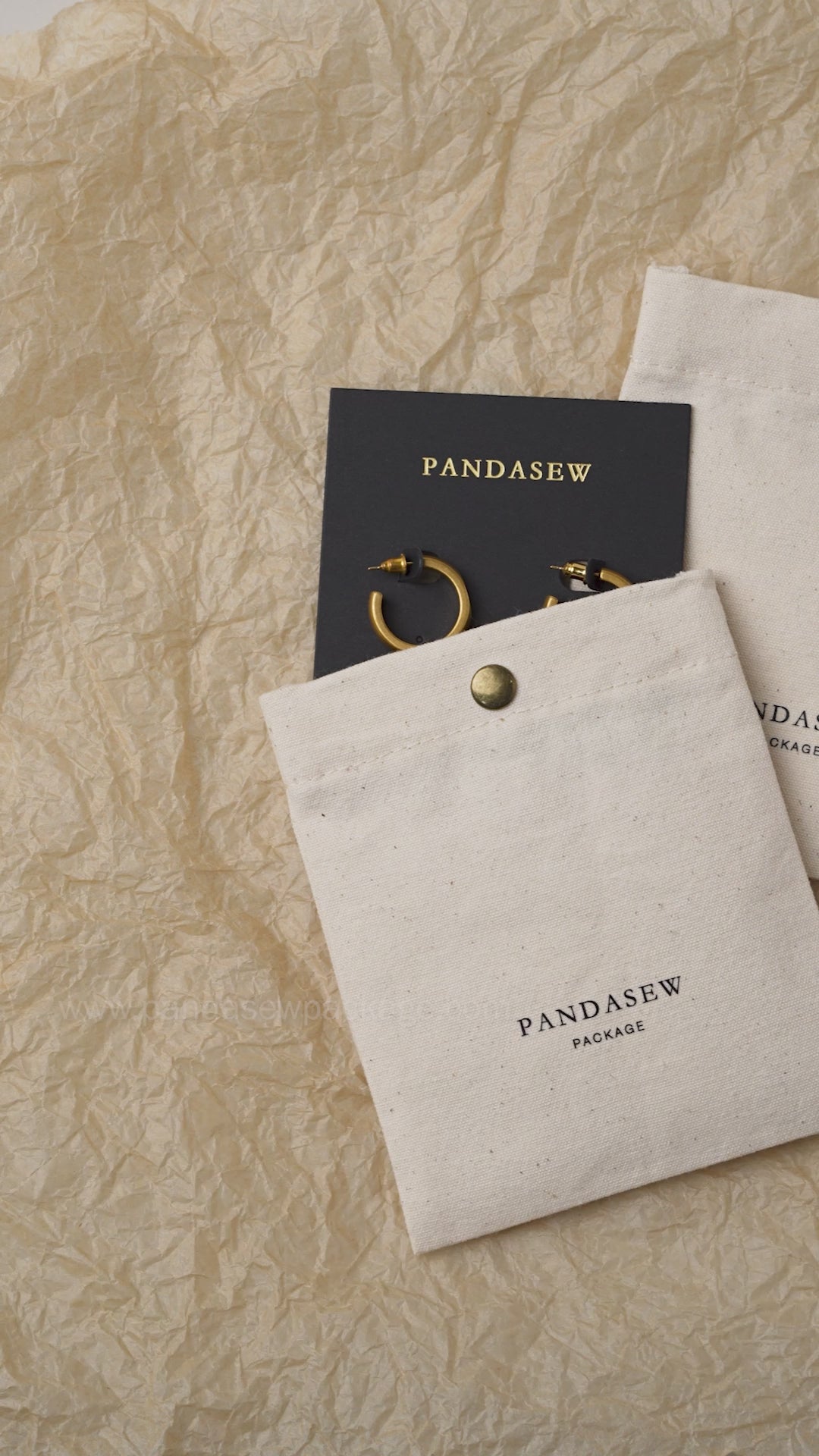 Pandasew cotton pouch button bag with printing