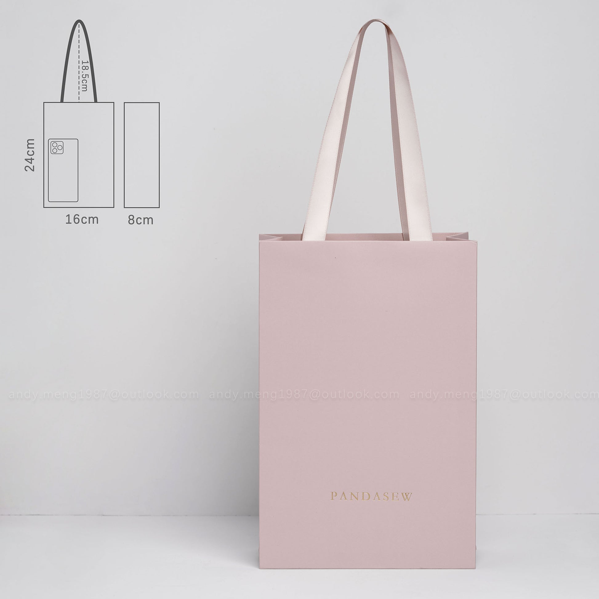 persoanlized rose gray paper bags, package bag bulk order