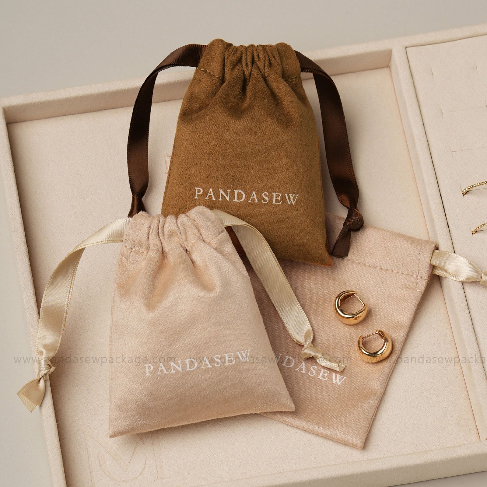 nude and brown dust bag custom logo and size