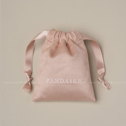 Pink drawstring package bag print logo
