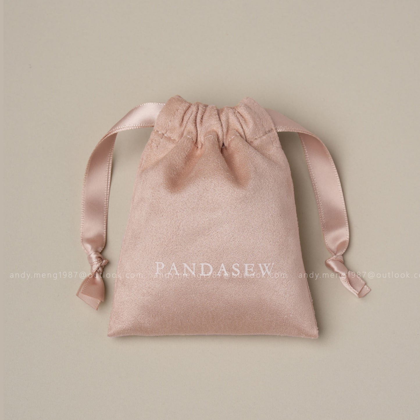 Pink velvet drawstring bag, wedding favor bag