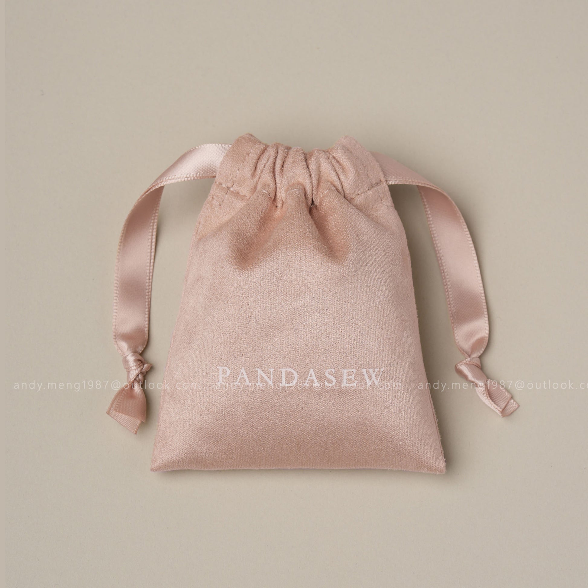 Pink velvet drawstring bag, wedding favor bag