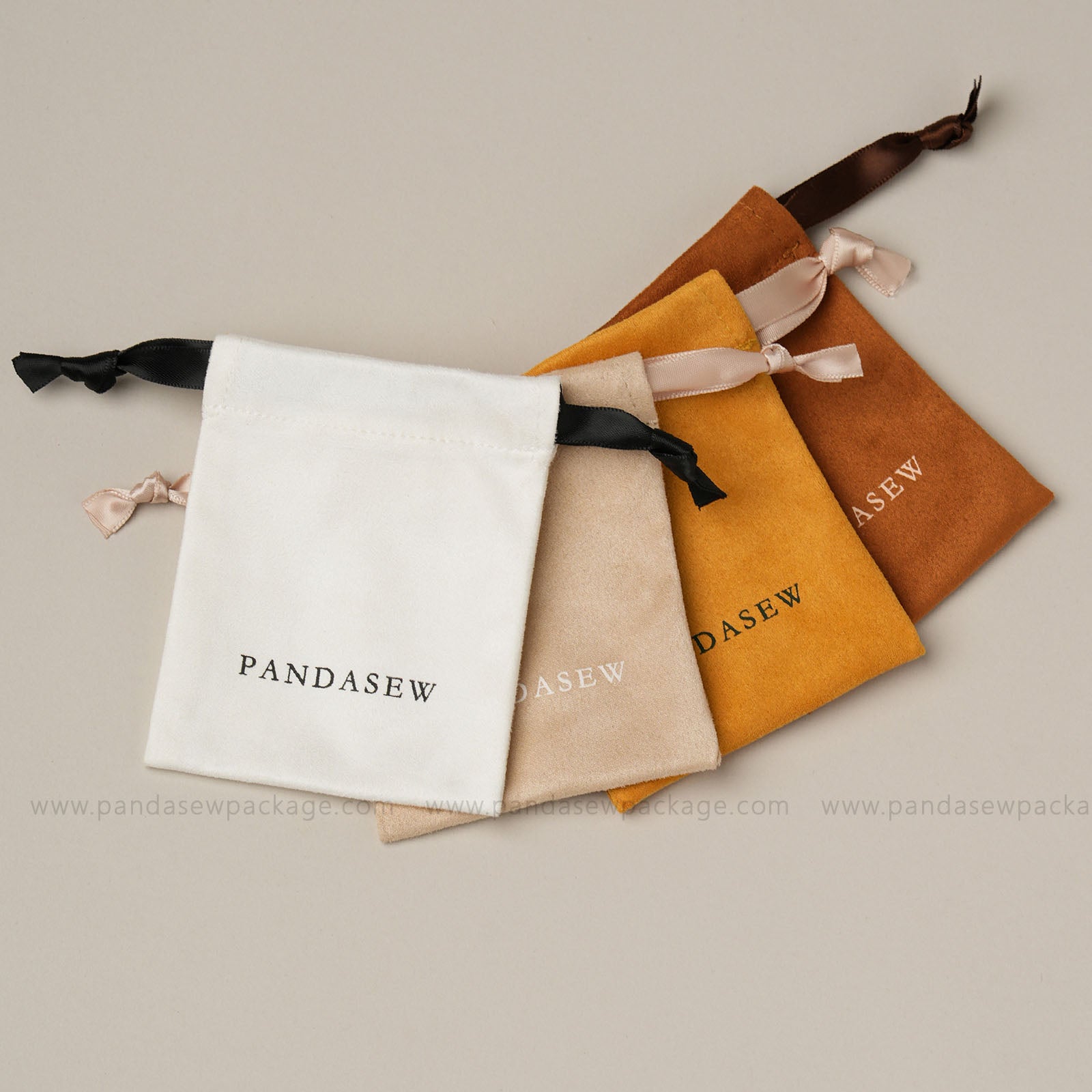 yellow, nude and brown dust bag custom logo and size