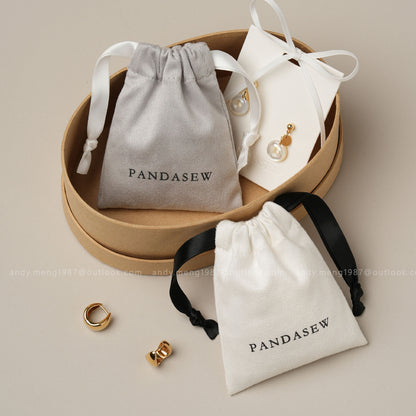 white and gray drawstring bag