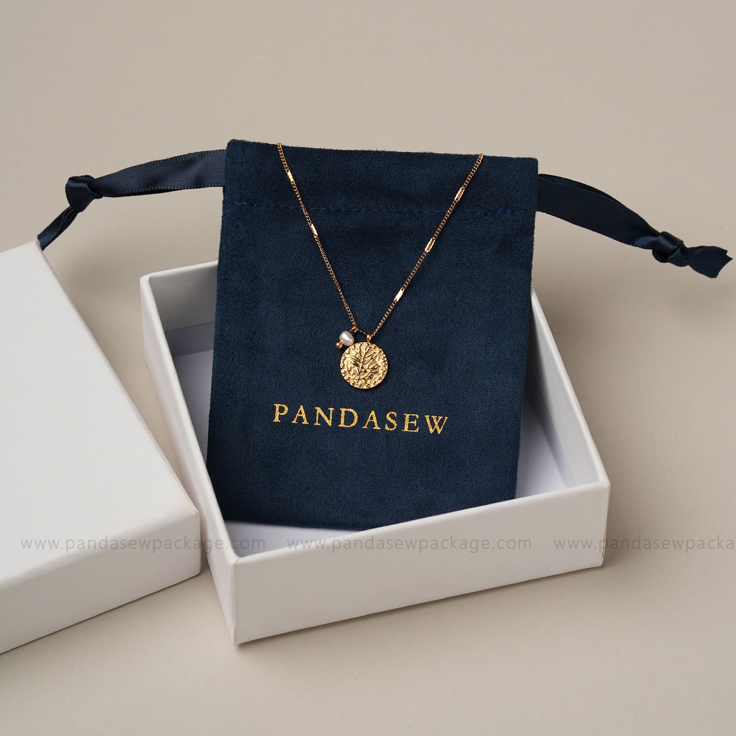 navy blue jewelry pouch custom logo