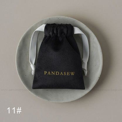 Black velvet drawstring Pandasew bag. Aromatherapy/jewelry storage with custom logo