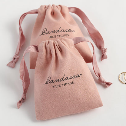 cotton canvas drawstring bag with black printed logo, pure cotton fabric bags