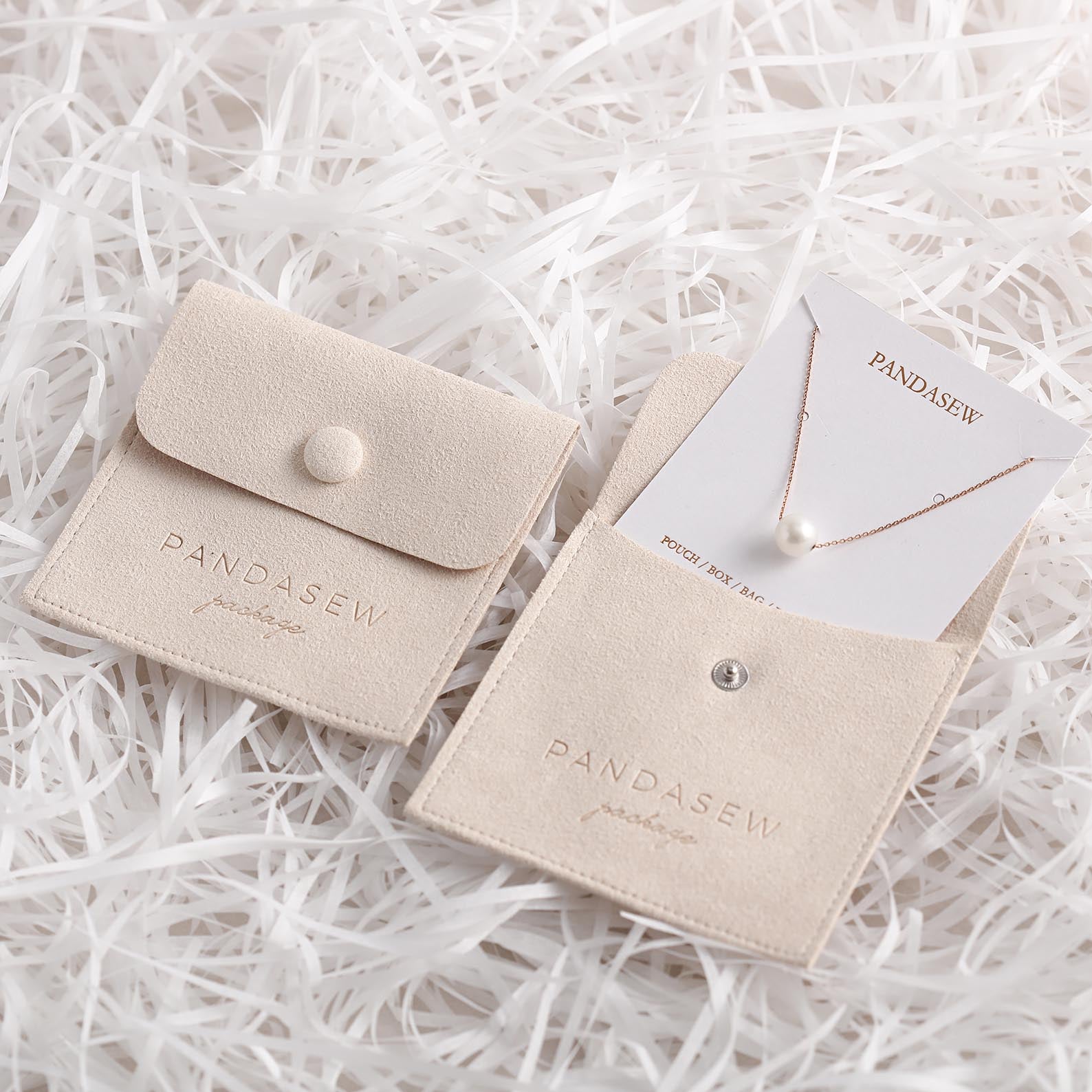 custom jewelry button pouches, personalized logo jewelry packaging