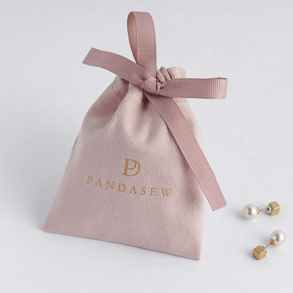 custom drawstring pink flannel bag, personalized logo jewelry pouch