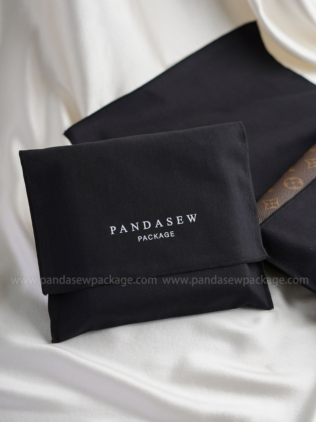 Black cotton pouch print logo