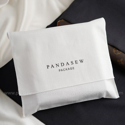 white cotton envelope bag with silkscreen logo