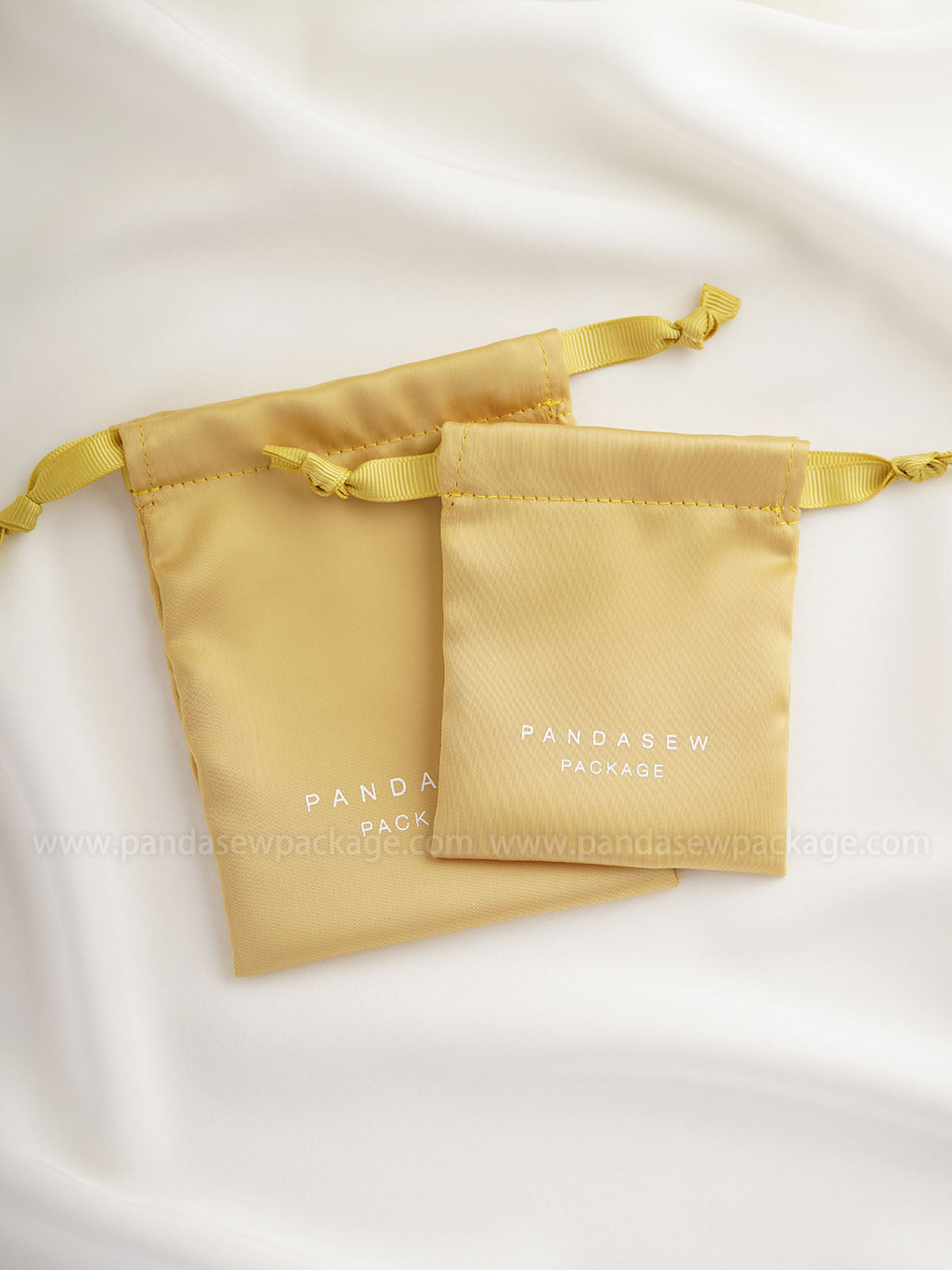 custom satin dust bags handmade yellow jewelry package