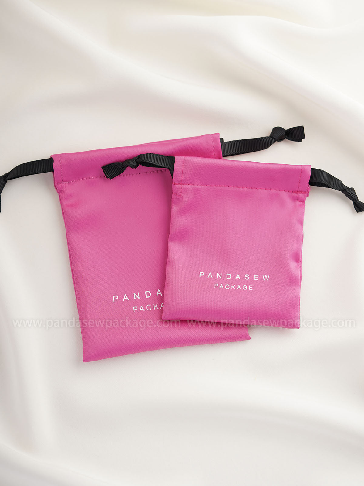 rose pink satin gift bag custom logo