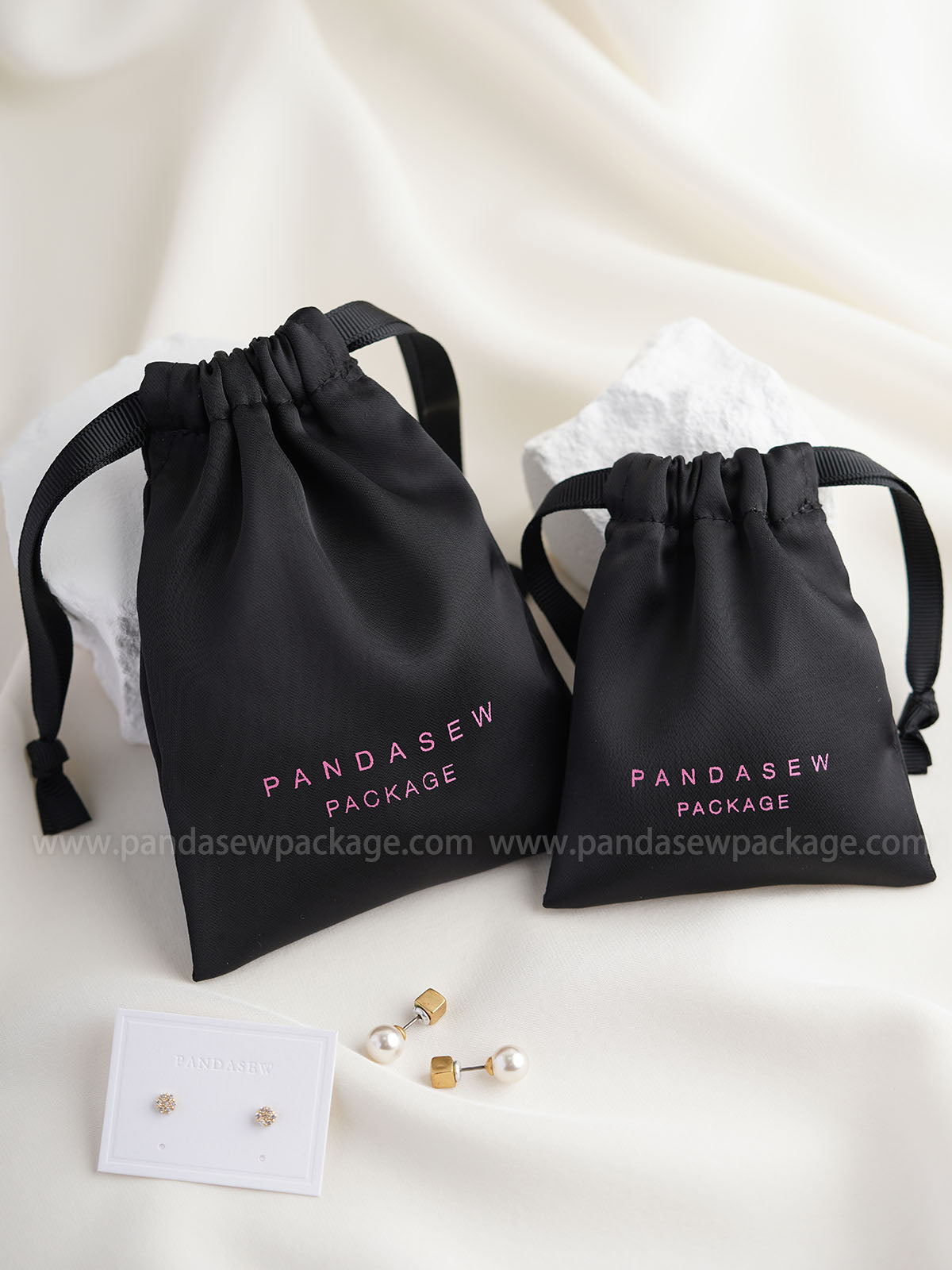 satin drawstring bag custom size and logo jewelry bags
