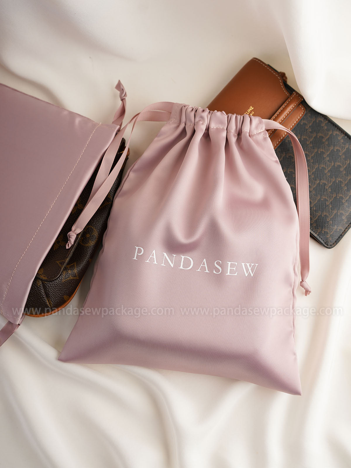 pink satin bag printed large satin dust bag