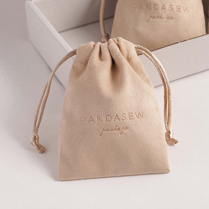 Pandasew Custom Logo Flannel Jewelry Drawstring Bags 