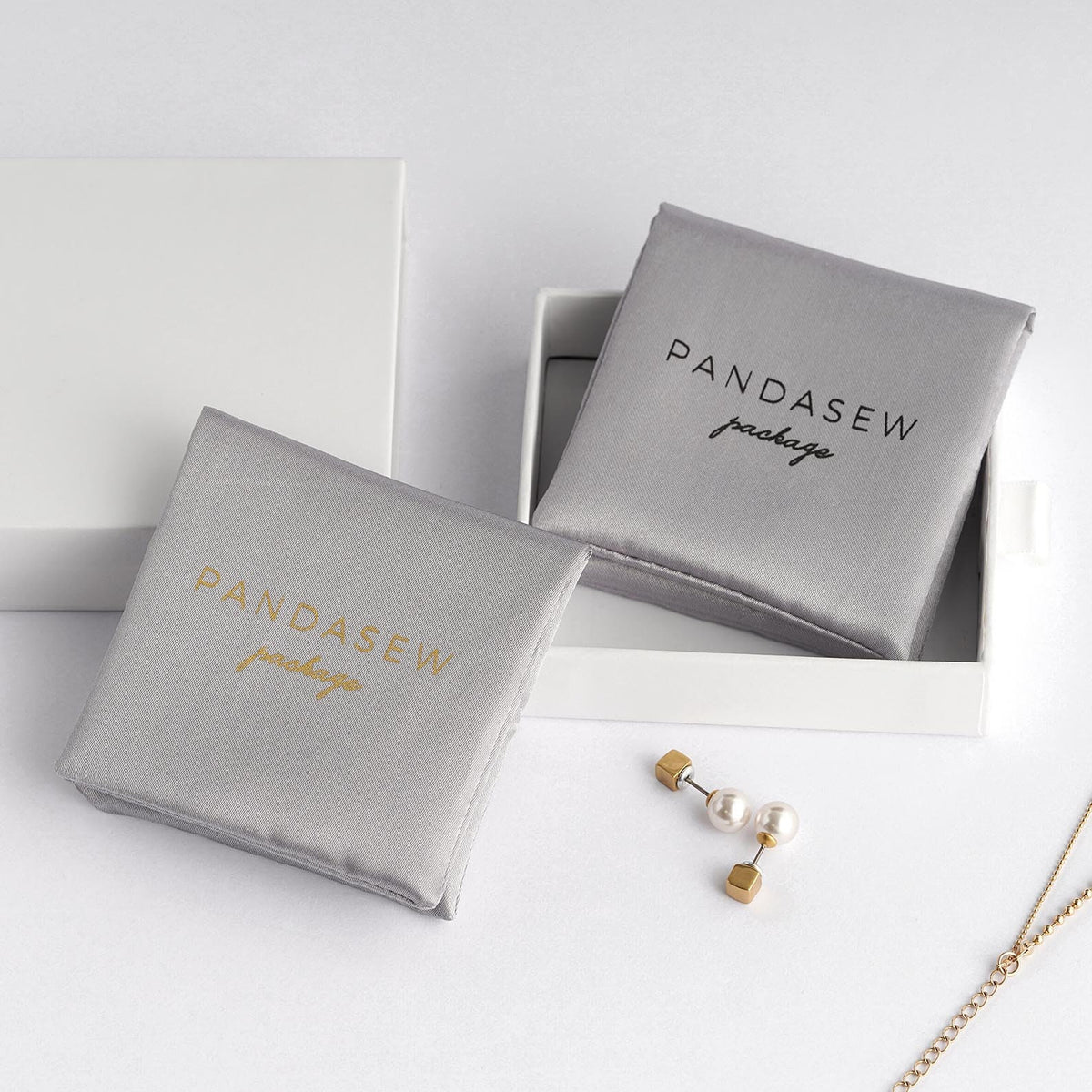 earring pouch, pandasew package, silkscreen printing bag