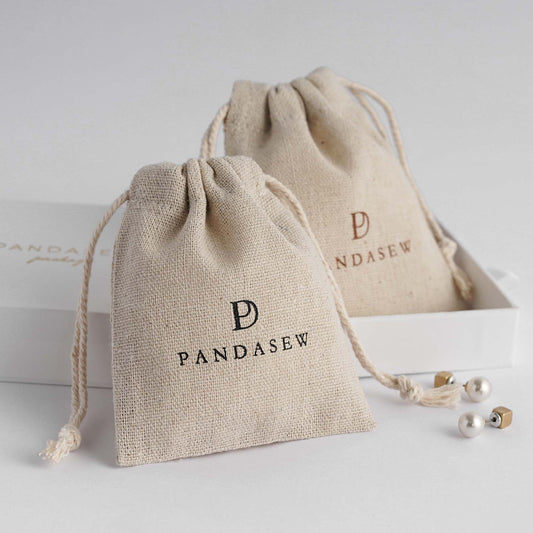 Linen drawstring pouch custom logo, nature storage bag