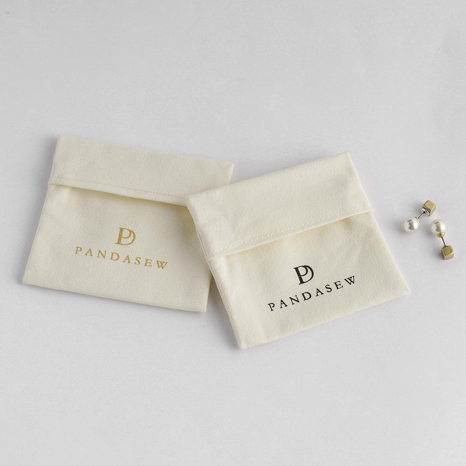earring necklace bags in beige cotton fabric