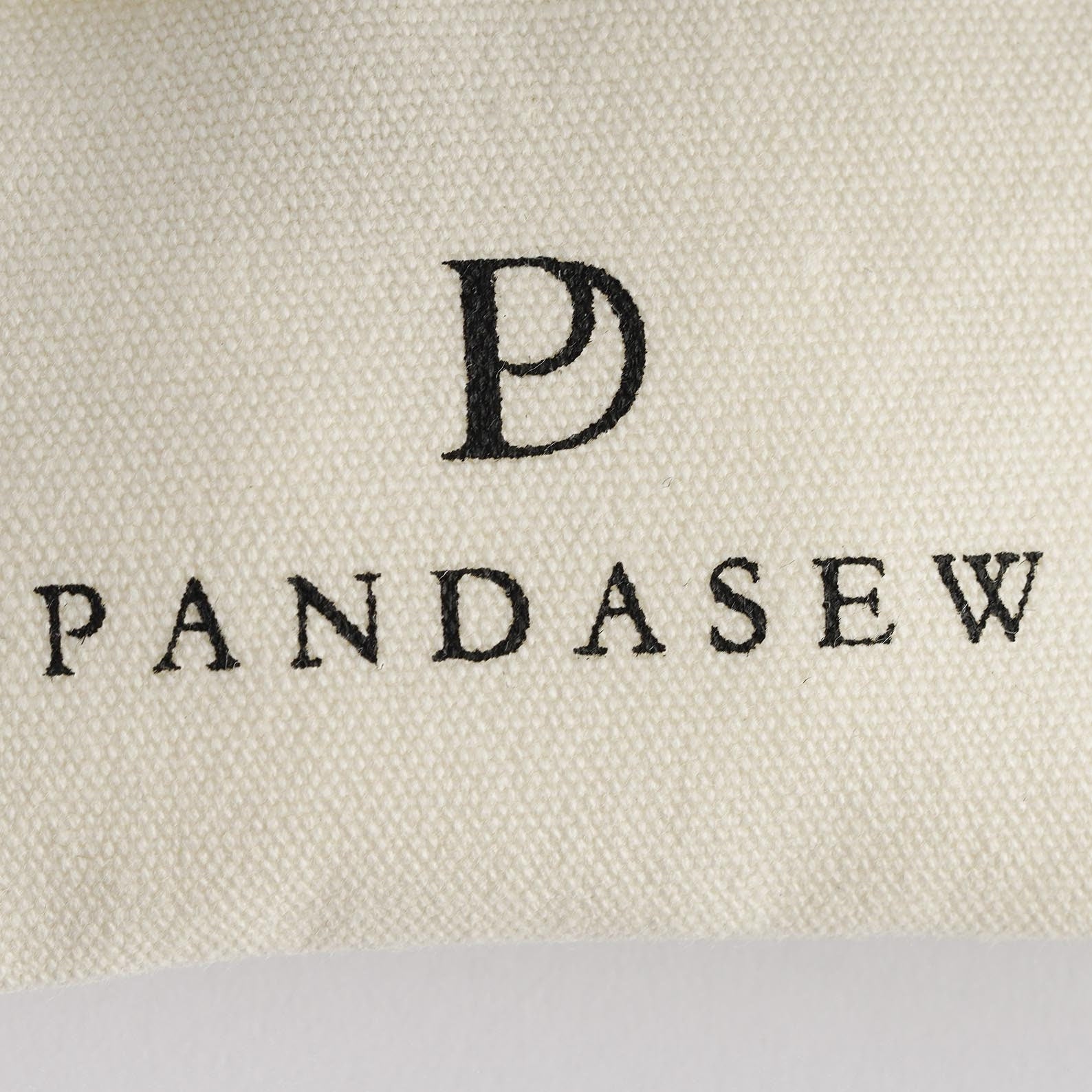 black printing logo on beige cotton canvas pouch