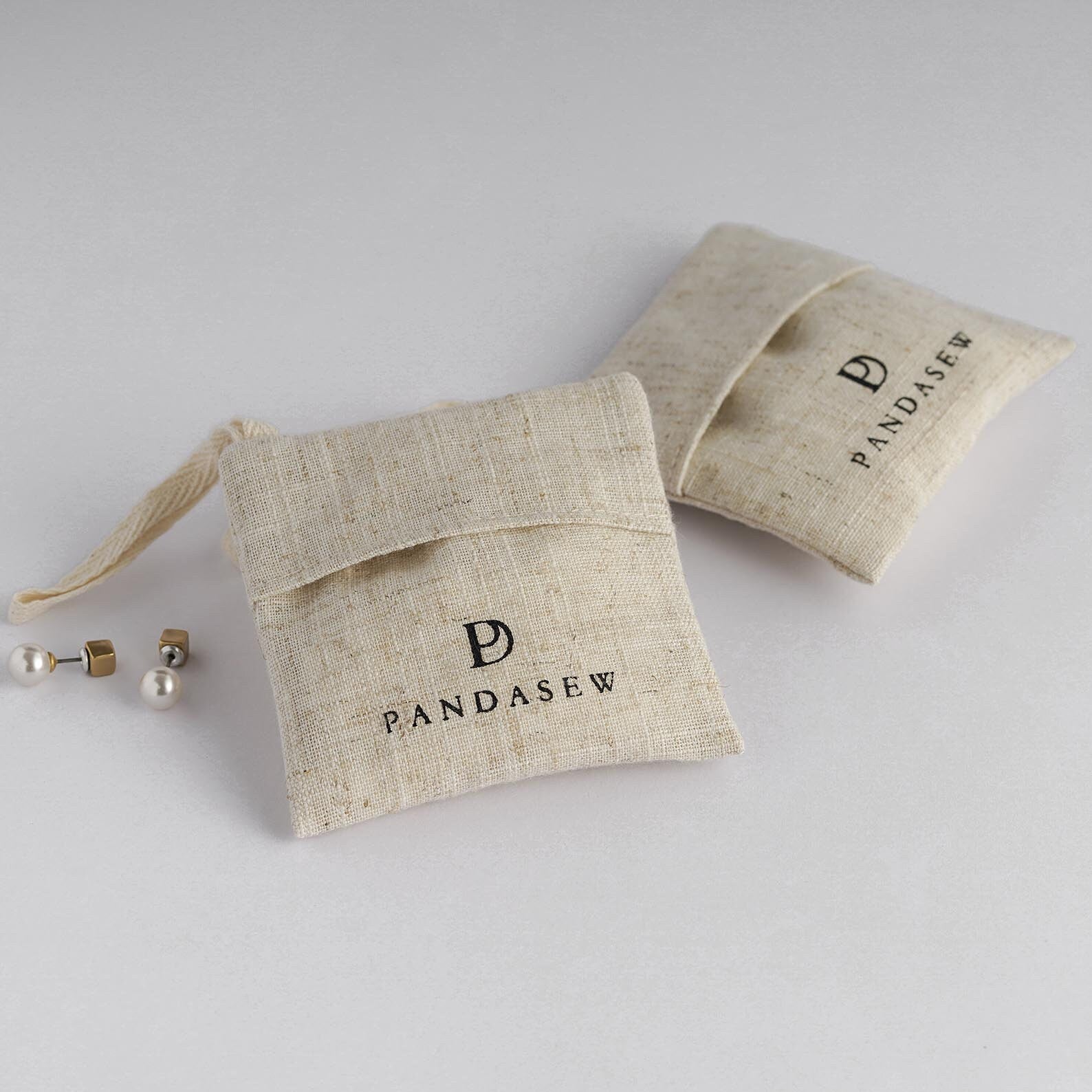 8x8cm flap linen bag with custom logo,  durable and eco-friendly nature bag