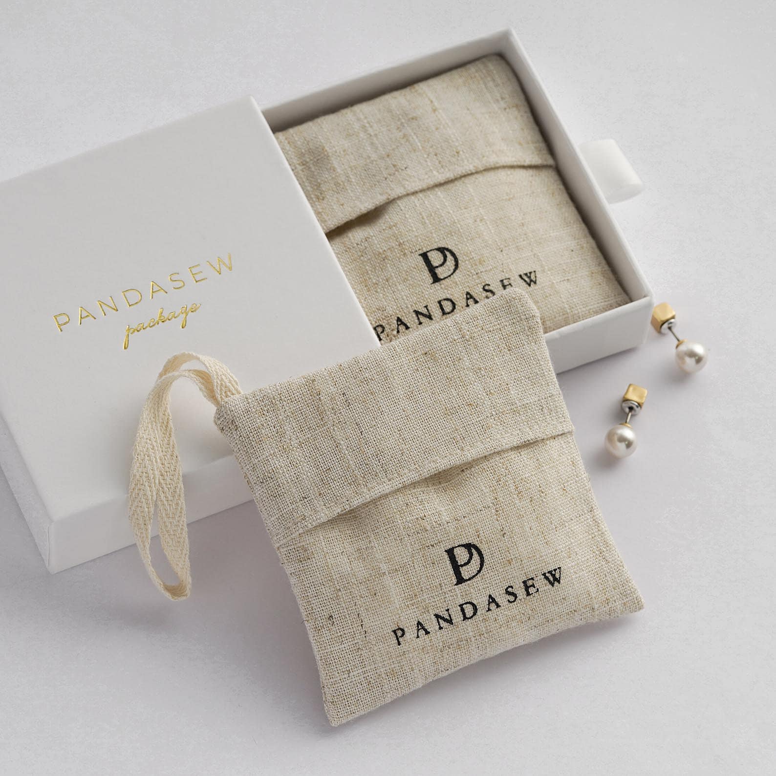 Linen pillow pouch with string