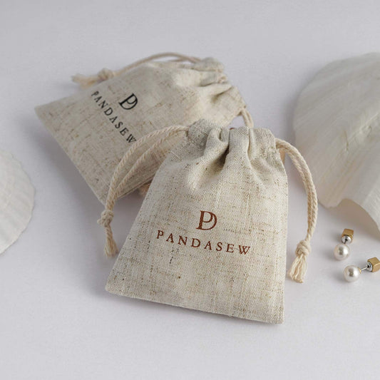 Linen drawstring pouch with custom logo, nature storage bag