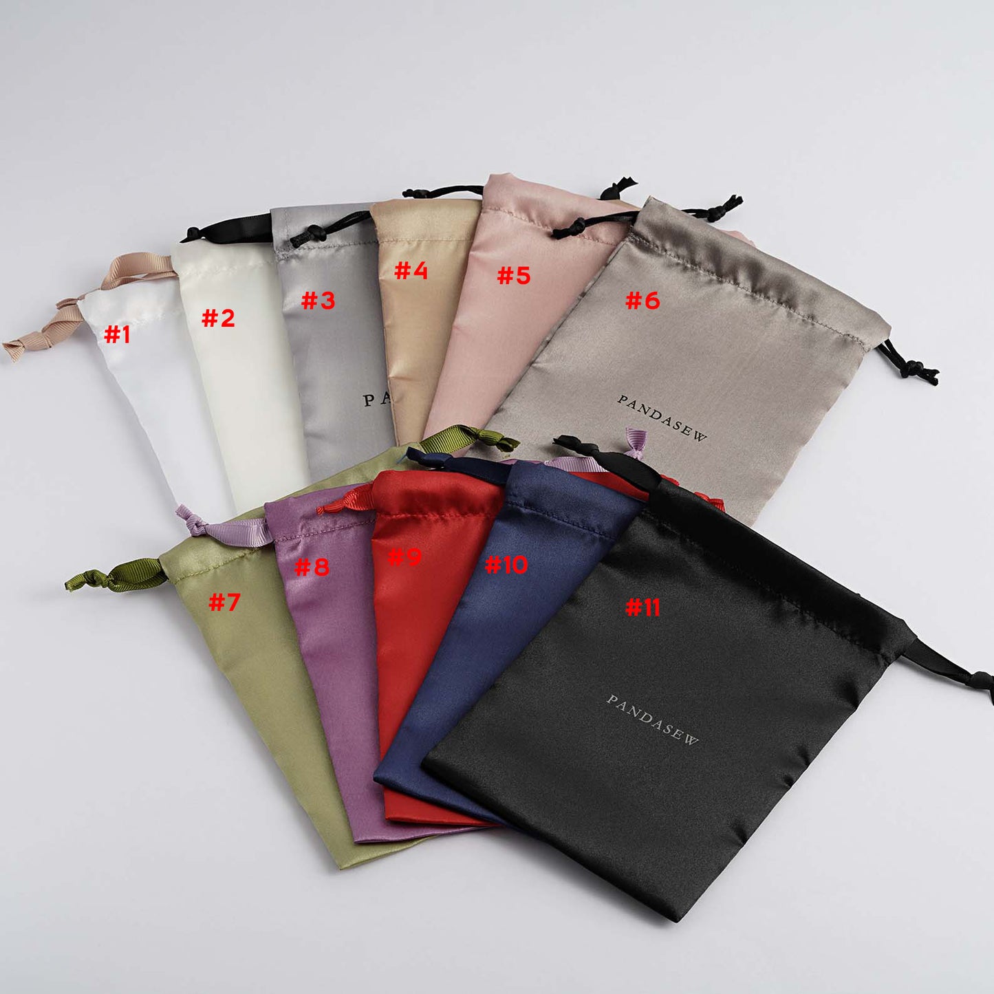 Pandasew Custom Logo 100pcs Satin Jewelry Drawstring Bags Pouch 