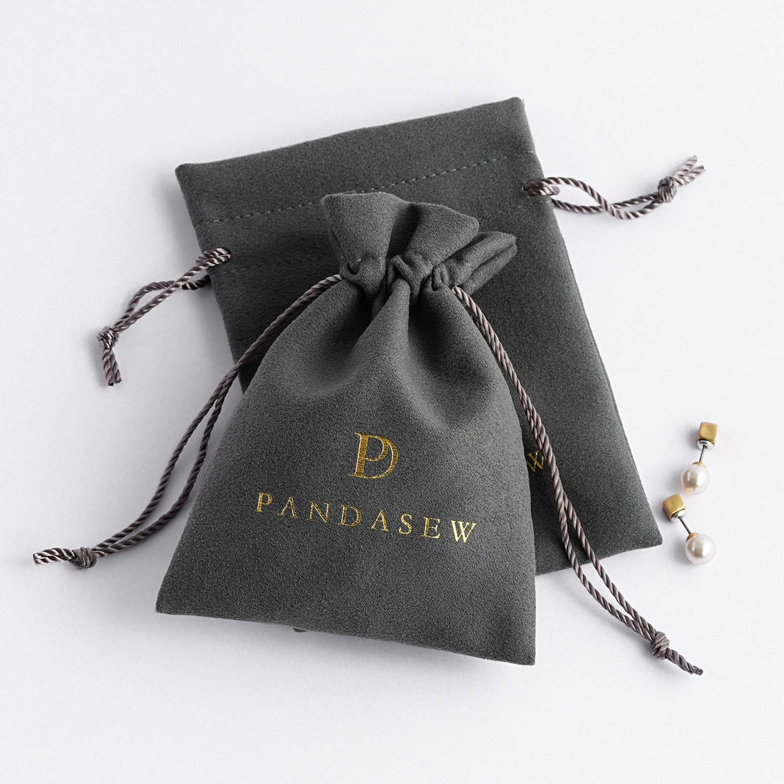 dark grey color velvet bag flower top drawstring closure