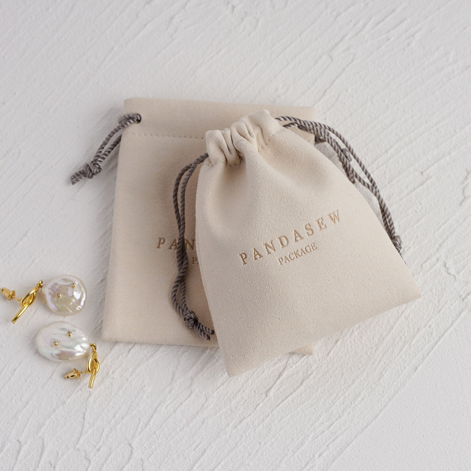 Pandasew 8*13cm Custom Microfiber Jewelry Packaging Bag Drawstring